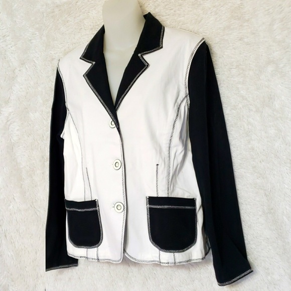90's Vintage Black and White Color block Blazer - Picture 14 of 14